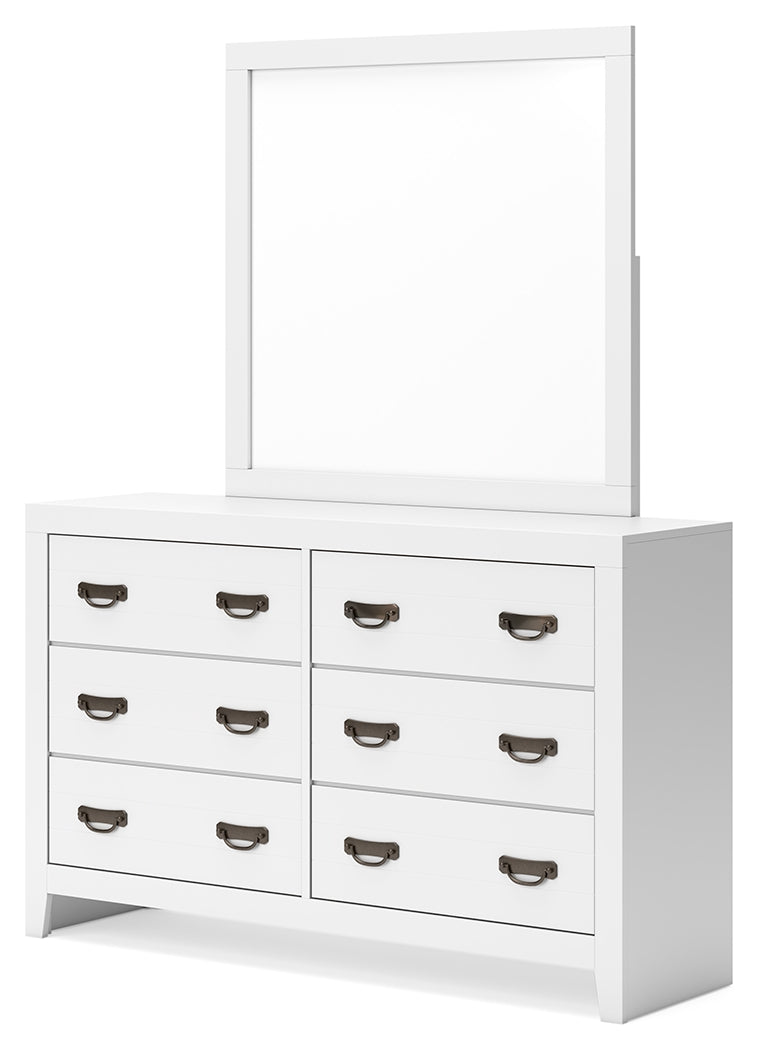 Binterglen White King Panel Bed with Mirrored Dresser from Ashley - Lara Furniture