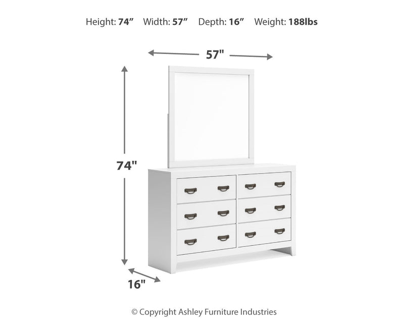 Binterglen White Full Panel Bed with Mirrored Dresser from Ashley - Lara Furniture