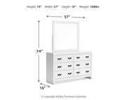 Binterglen White King Panel Bed with Mirrored Dresser from Ashley - Lara Furniture