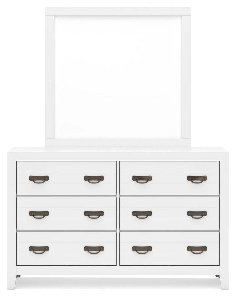 Binterglen White King Panel Bed with Mirrored Dresser from Ashley - Lara Furniture