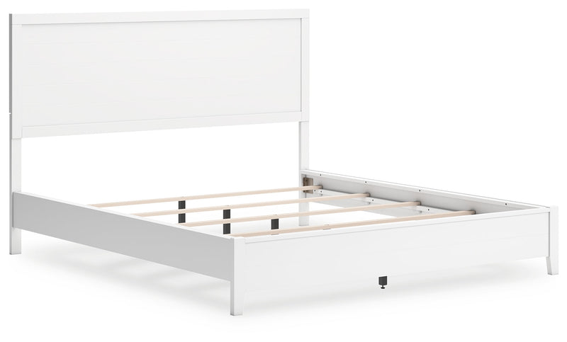 Binterglen White California King Panel Bed with Mirrored Dresser from Ashley - Lara Furniture