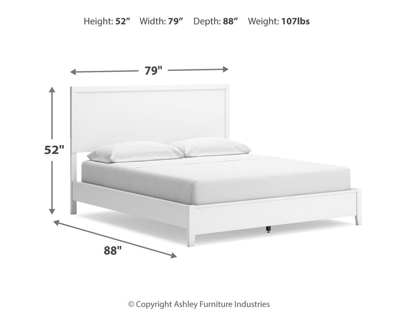 Binterglen White California King Panel Bed with Mirrored Dresser from Ashley - Lara Furniture