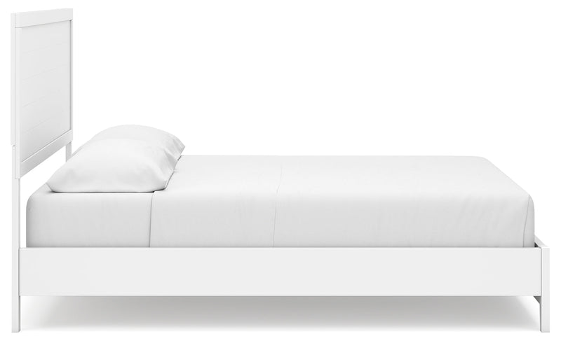 Binterglen White California King Panel Bed with Mirrored Dresser from Ashley - Lara Furniture