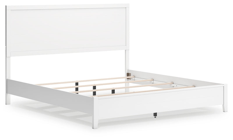 Binterglen White King Panel Bed with Mirrored Dresser from Ashley - Lara Furniture