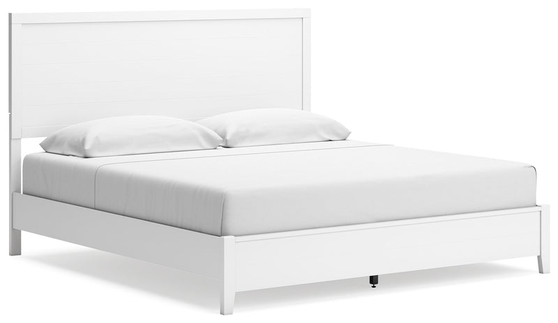 Binterglen White King Panel Bed with Mirrored Dresser from Ashley - Lara Furniture