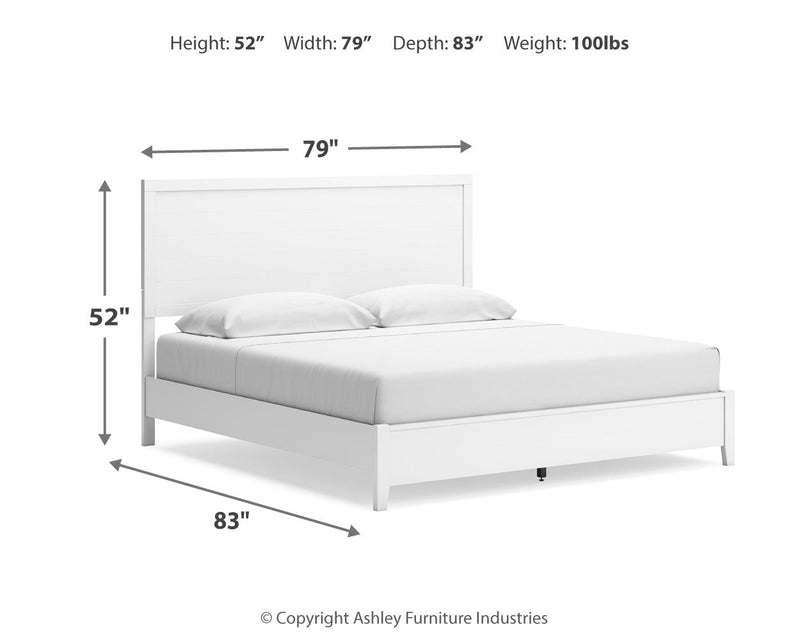 Binterglen White King Panel Bed with Mirrored Dresser from Ashley - Lara Furniture