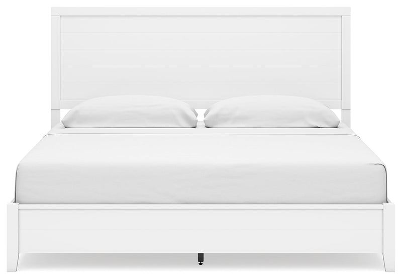 Binterglen White King Panel Bed with Mirrored Dresser from Ashley - Lara Furniture