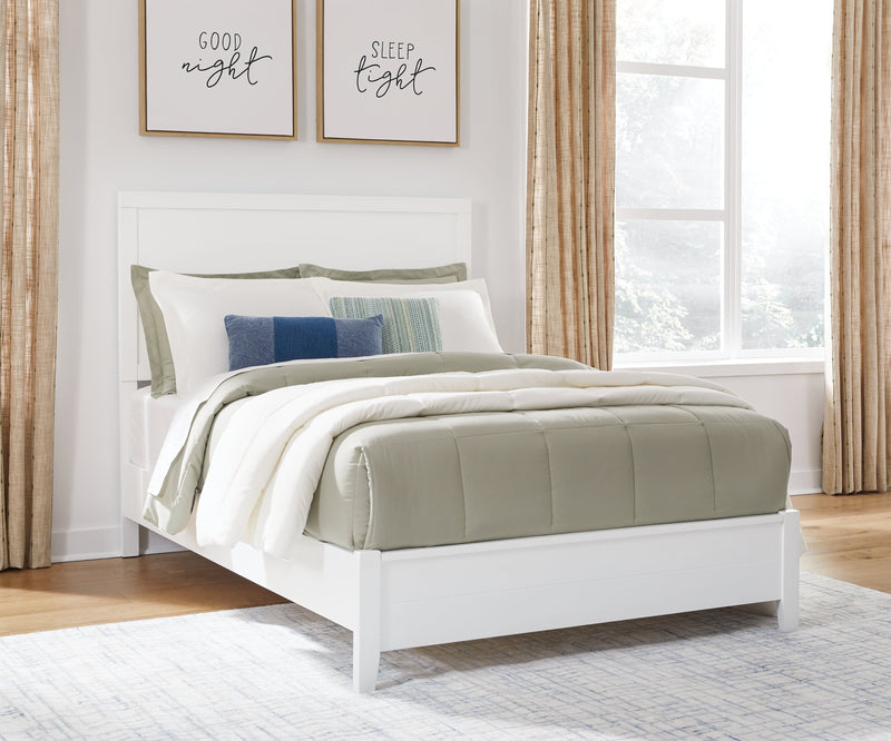 Binterglen White Full Panel Bed with Mirrored Dresser from Ashley - Lara Furniture