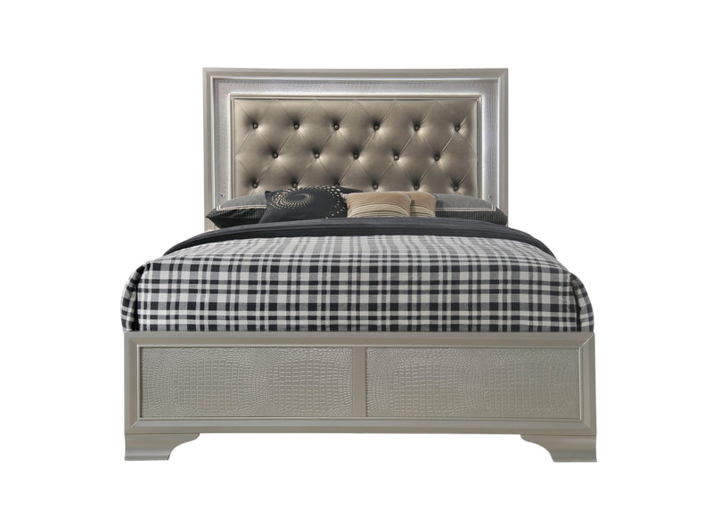 Lyssa Champagne LED Upholstered Panel Bedroom Set - Lara FurnitureBedroom Set