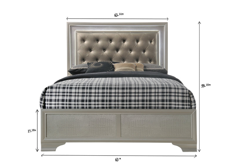 Lyssa Champagne LED Upholstered Panel Bedroom Set - Lara FurnitureBedroom Set