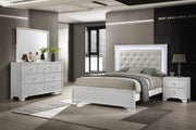 Lyssa Oat and Frost Queen LED Upholstered Panel Bed from Crown Mark - Lara Furniture