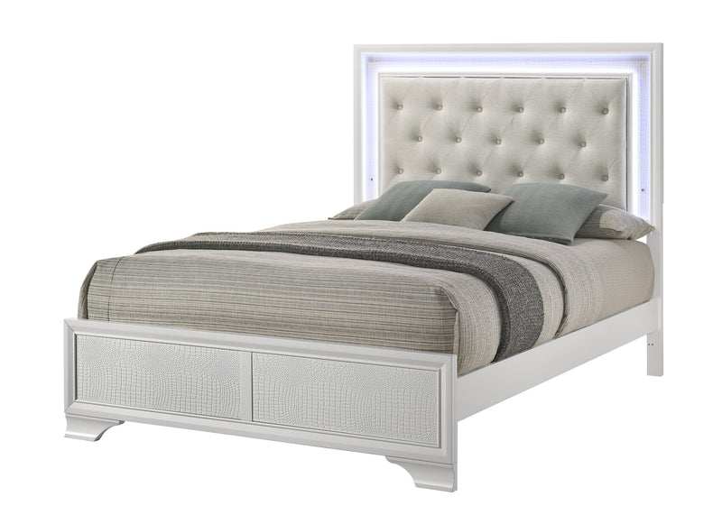 Lyssa Oat and Frost LED Upholstered Panel Youth Bedroom Set from Crown Mark - Lara Furniture