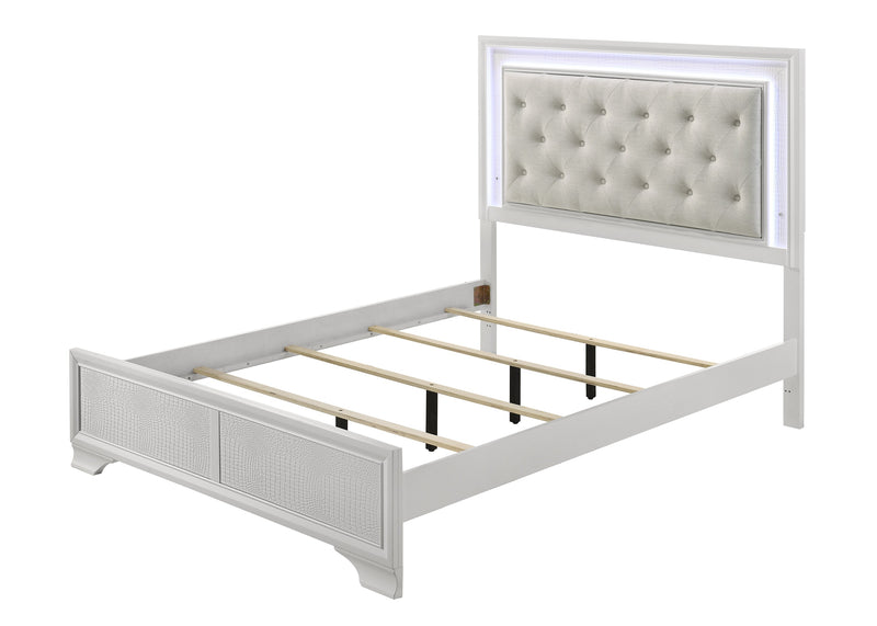 Lyssa Oat and Frost LED Upholstered Panel Youth Bedroom Set from Crown Mark - Lara Furniture