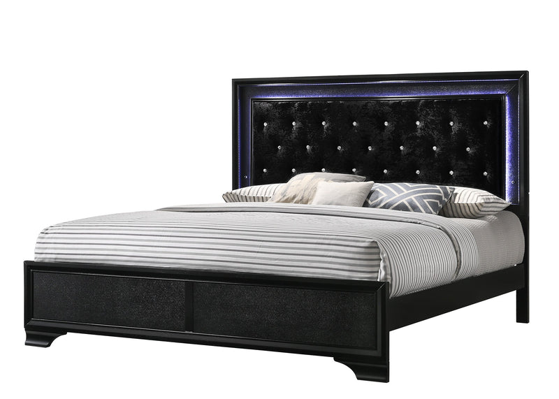 Micah Black LED Upholstered Panel Bedroom Set - Lara FurnitureBedroom Set