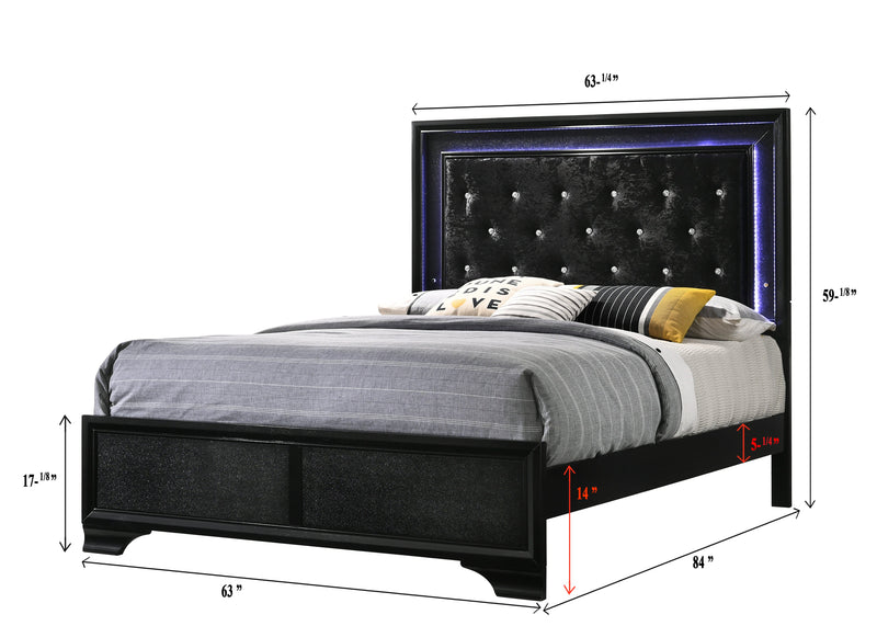 Micah Black LED Upholstered Panel Bedroom Set - Lara FurnitureBedroom Set