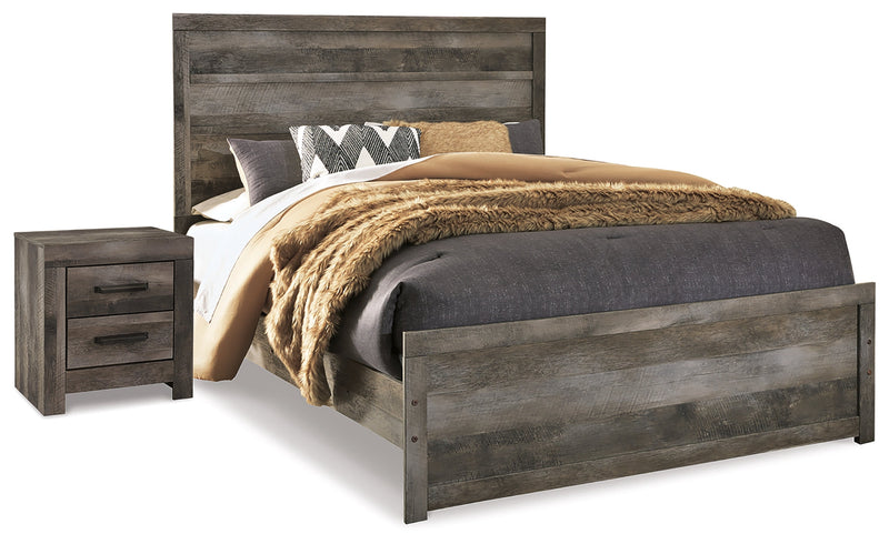 Wynnlow Gray Queen Panel Bed and Nightstand from Ashley - Lara Furniture