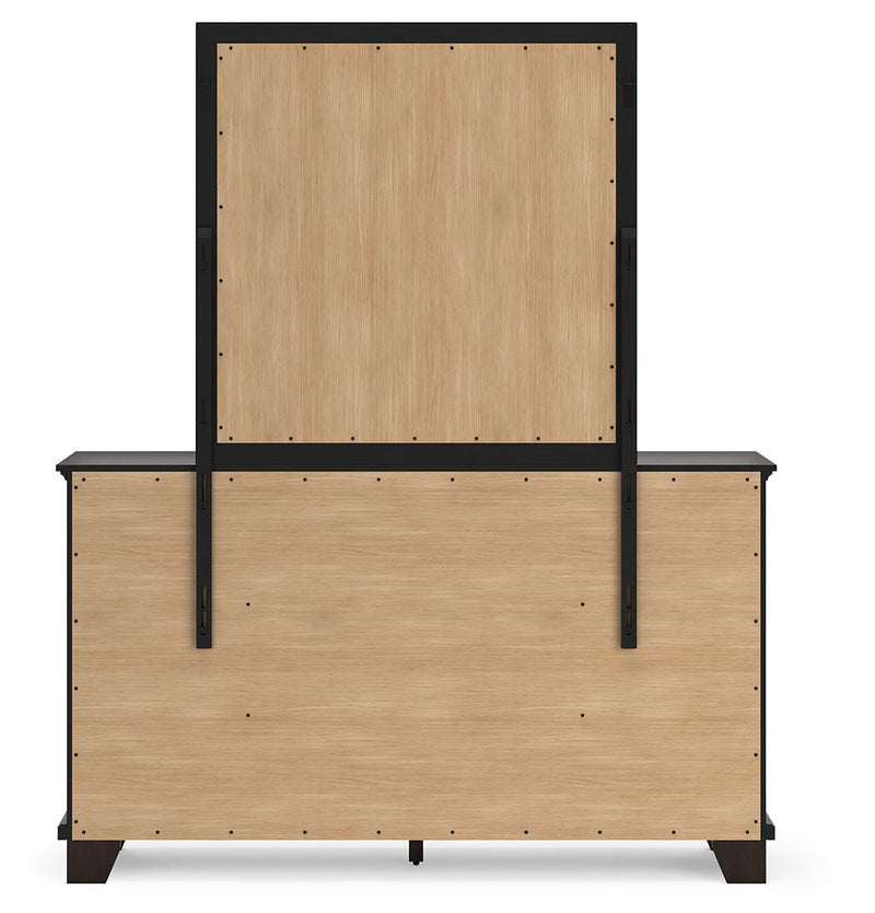 Covetown Dark Brown Queen Panel Bed, Dresser, Mirror, Chest and Nightstand from Ashley - Lara Furniture