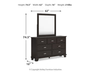 Covetown Dark Brown King Panel Bed with Mirrored Dresser from Ashley - Lara Furniture