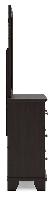 Covetown Dark Brown Full Panel Bed with Mirrored Dresser from Ashley - Lara Furniture