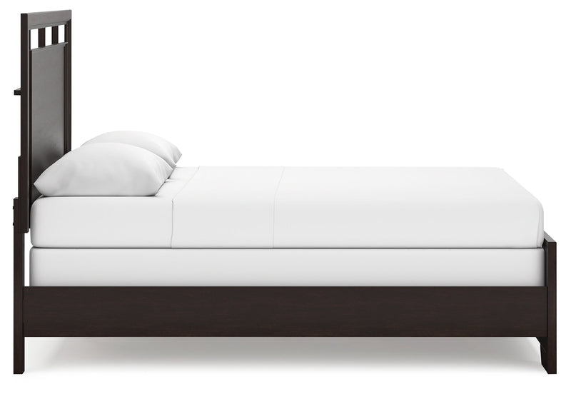 Covetown Dark Brown Queen Panel Bed, Dresser, Mirror, Chest and Nightstand from Ashley - Lara Furniture