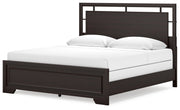 Covetown Dark Brown King Panel Bed with Mirrored Dresser from Ashley - Lara Furniture