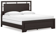 Covetown Dark Brown King Panel Bed with Mirrored Dresser from Ashley - Lara Furniture