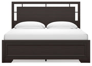 Covetown Dark Brown King Panel Bed with Mirrored Dresser from Ashley - Lara Furniture