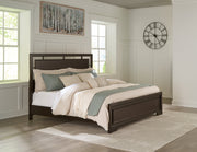 Covetown Dark Brown King Panel Bed with Mirrored Dresser from Ashley - Lara Furniture
