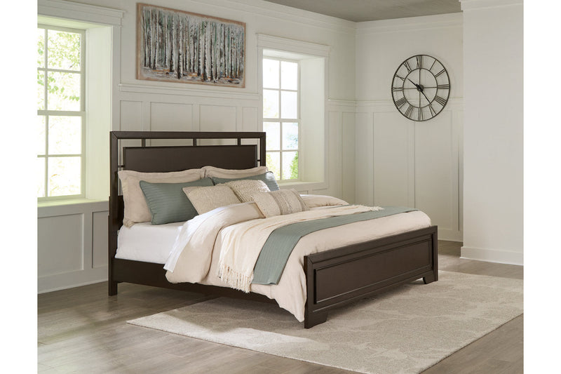 Covetown Dark Brown California King Panel Bed -  Ashley - Lara Furniture