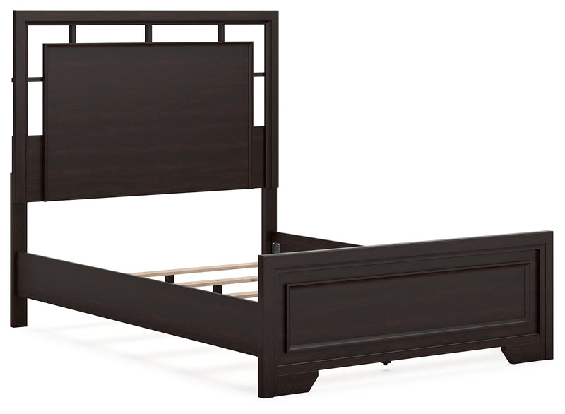 Covetown Dark Brown Full Panel Bed with Mirrored Dresser from Ashley - Lara Furniture