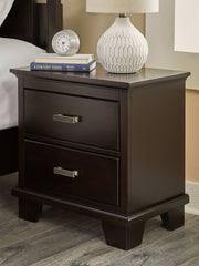 Covetown Dark Brown Queen Panel Bed, Dresser, Mirror, Chest and Nightstand from Ashley - Lara Furniture
