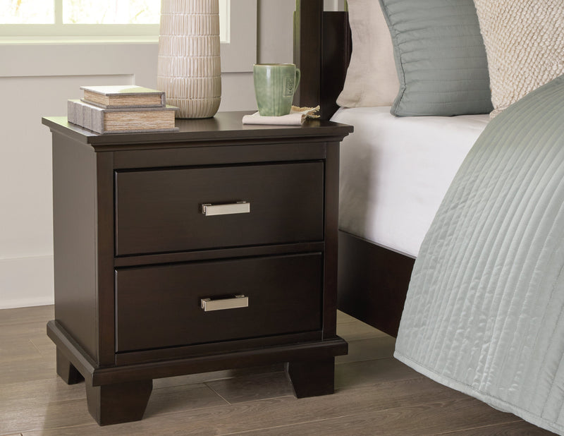 Covetown Dark Brown Queen Panel Bed, Dresser, Mirror, Chest and Nightstand from Ashley - Lara Furniture