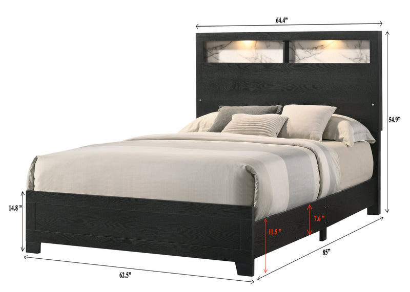 Cadence Black LED Panel Bedroom Set - Lara FurnitureBedroom Set