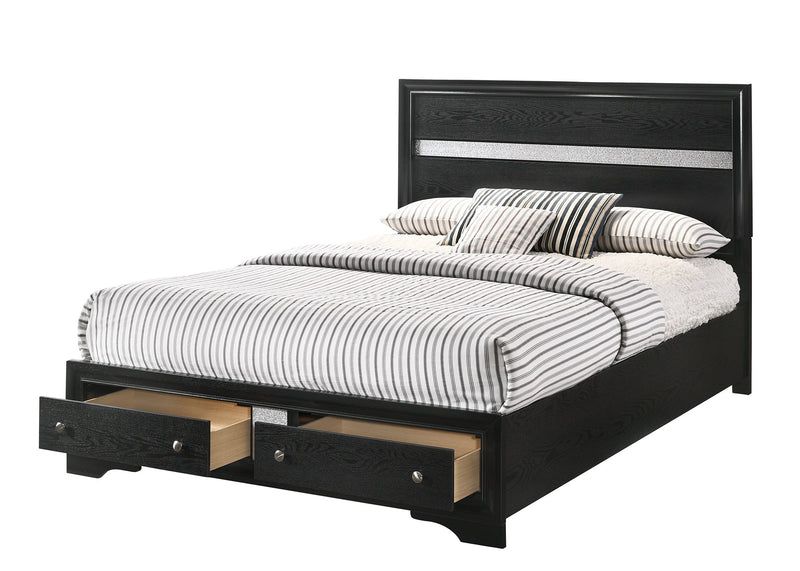 Regata Black/Silver Storage Platform Bedroom Set - Lara FurnitureBedroom Set