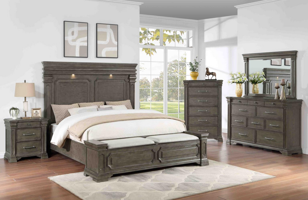 Flint Gray LED Panel Storage Bedroom Set