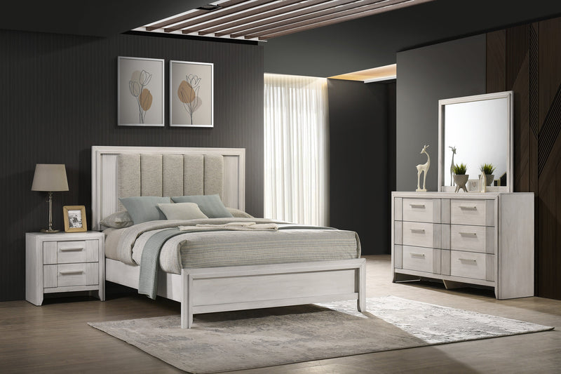 Carlton White Mist Upholstered Bedroom Set from Crown Mark - Lara Furniture