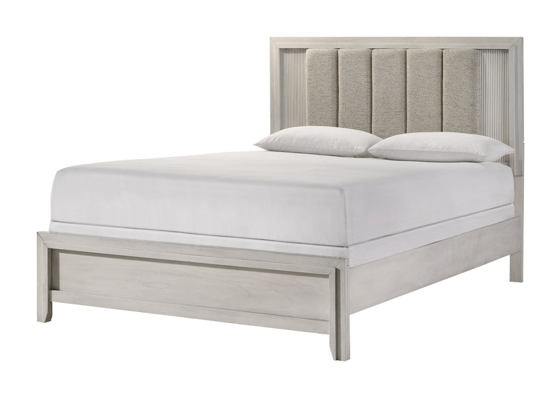 Carlton White Mist Upholstered King Bed from Crown Mark - Lara Furniture