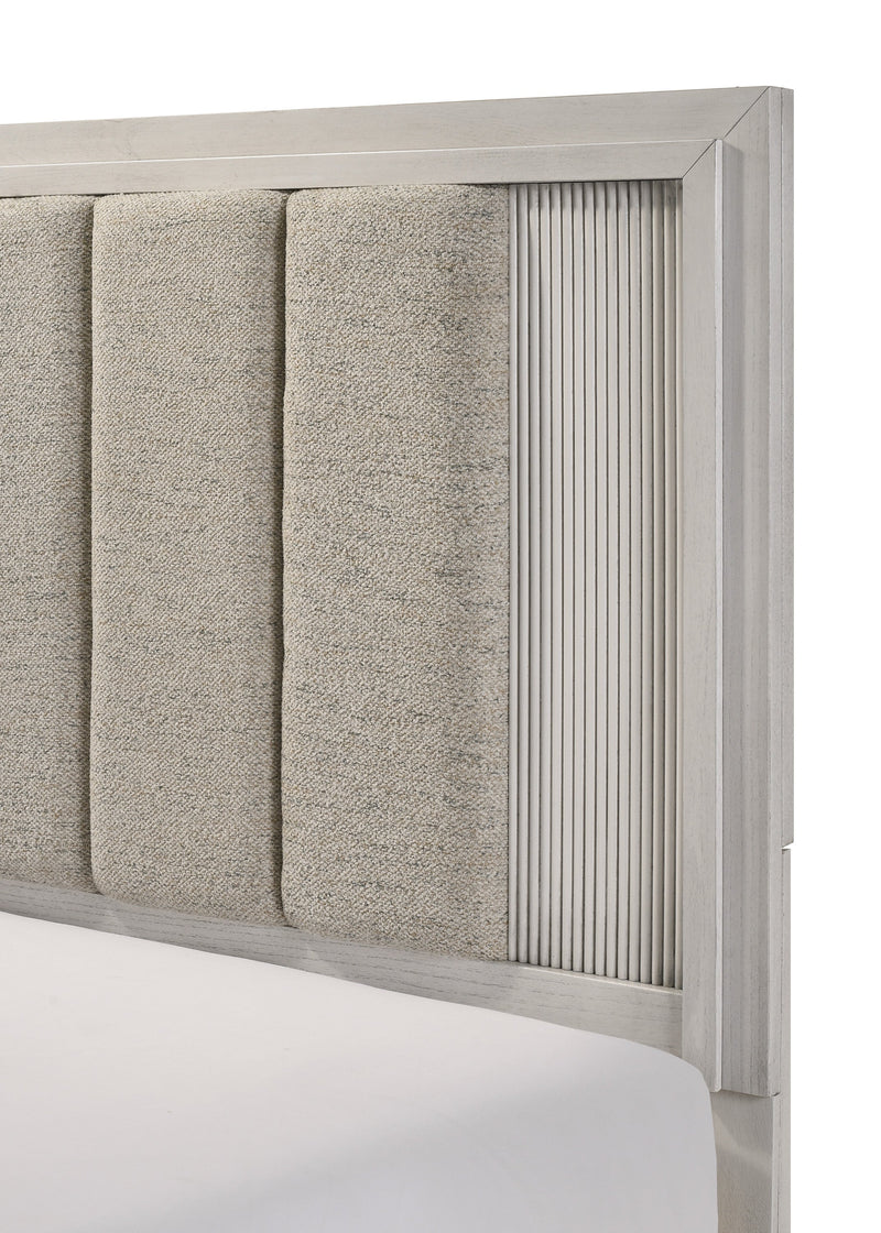 Carlton White Mist Upholstered King Bed from Crown Mark - Lara Furniture