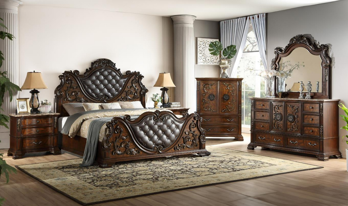 Austin Brown Traditional Style Panel Bedroom Set