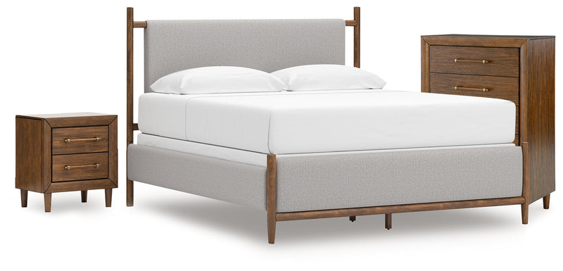 Lyncott Brown King Upholstered Bed, Chest and Nightstand from Ashley - Lara Furniture