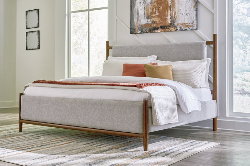 Lyncott Brown California King Upholstered Bed from Ashley - Lara Furniture