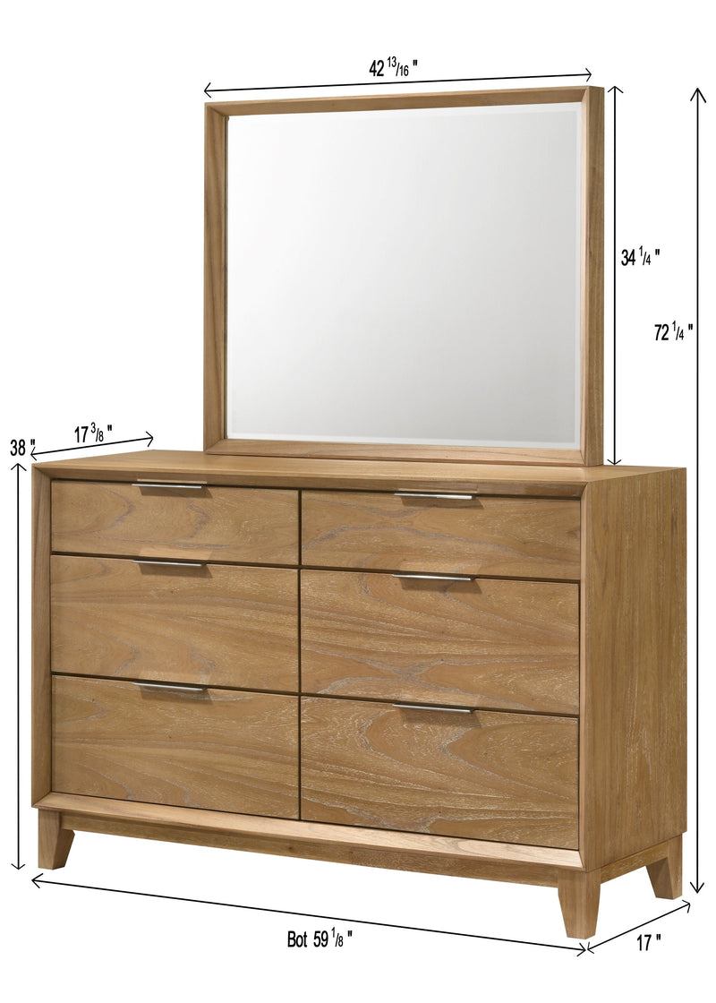 Florian Natural Wood Upholstered Storage Bedroom Set from Crown Mark - Lara Furniture