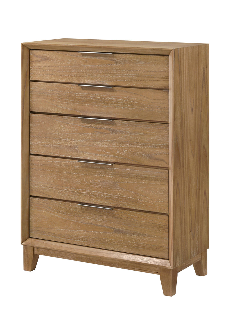 Florian Natural Wood Upholstered Storage Bedroom Set from Crown Mark - Lara Furniture