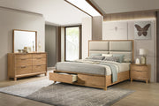 Florian Natural Wood Upholstered Storage Bedroom Set from Crown Mark - Lara Furniture