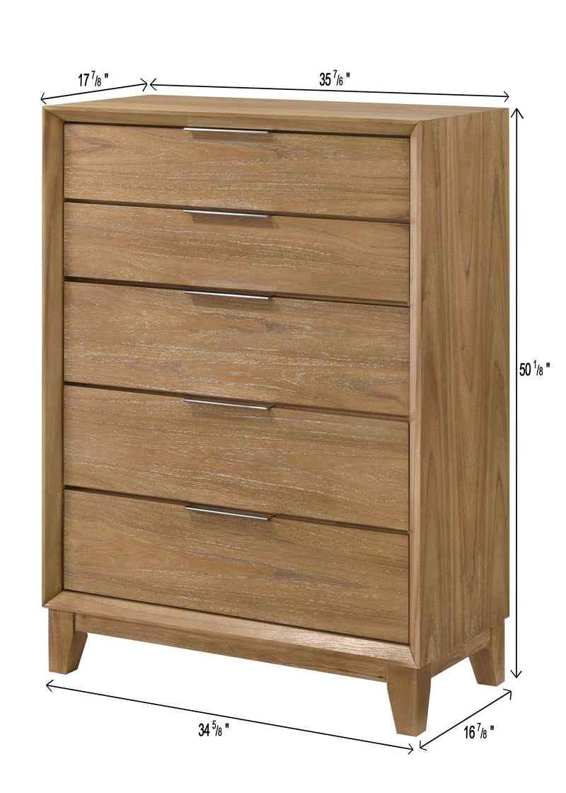 Florian Natural Wood Upholstered Storage Bedroom Set from Crown Mark - Lara Furniture