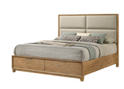 Florian Natural Wood Upholstered Storage Bedroom Set from Crown Mark - Lara Furniture