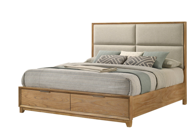 Florian Natural Wood Upholstered Storage Bedroom Set from Crown Mark - Lara Furniture