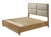 Florian Natural Wood Upholstered Storage Bedroom Set from Crown Mark - Lara Furniture
