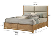 Florian Natural Wood Upholstered Storage Bedroom Set from Crown Mark - Lara Furniture