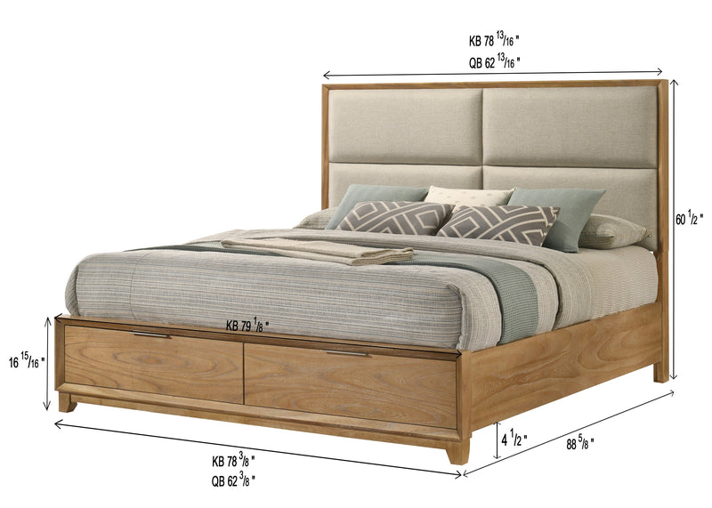 Florian Natural Wood Upholstered Storage Bedroom Set from Crown Mark - Lara Furniture